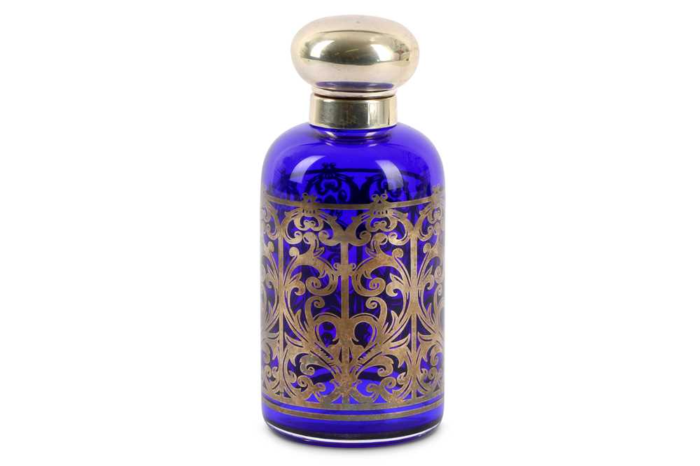 Lot 584 - A modern blue glass silver overlay scent...