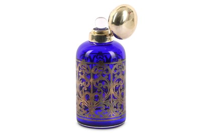 Lot 584 - A modern blue glass silver overlay scent...