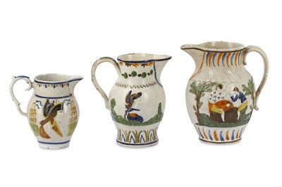 Lot 460 - A group of three Prattware jugs to inlcude...