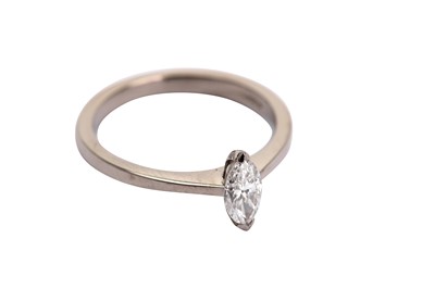 Lot 151 - A diamond single-stone ring, the marquise-cut...