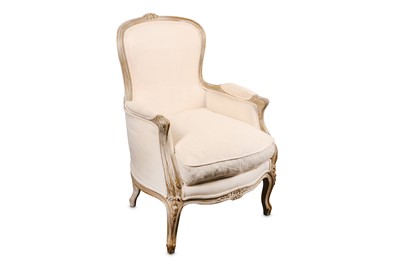 Lot 757 - A French fauteuil, with white painted and...