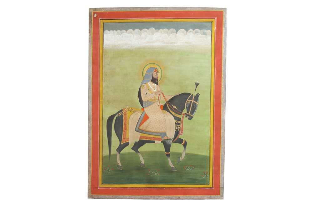 Lot 282 - AN EQUESTRIAN PORTRAIT OF A SIKH GENERAL