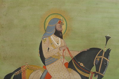 Lot 282 - AN EQUESTRIAN PORTRAIT OF A SIKH GENERAL