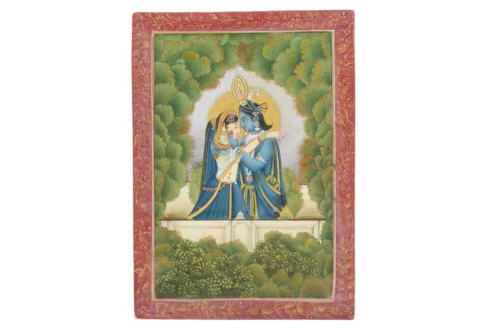 Lot 272 - KRISHNA AND RADHA IN A TENDER EMBRACE