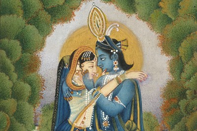 Lot 272 - KRISHNA AND RADHA IN A TENDER EMBRACE