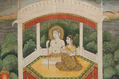 Lot 276 - SHIVA AND PARVATI UNDER A WHITE MARBLE CANOPY