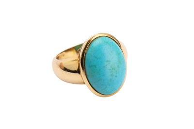Lot 125 - A turquoise ring, the oval cabochon turquoise...