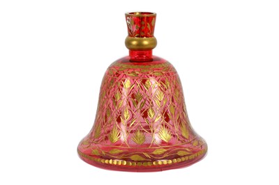 Lot 179 - A RED-TINTED AND GOLD-COLOURED GLASS HUQQA...