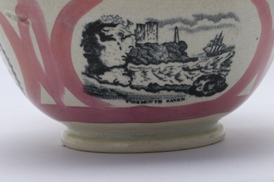 Lot 76 - A PINK LUSTREWARE COMMEMORATIVE BOWL WITH LORD...