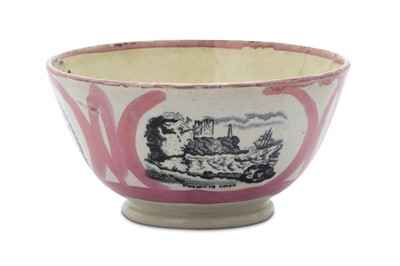 Lot 76 - A PINK LUSTREWARE COMMEMORATIVE BOWL WITH LORD...