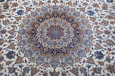 Lot 49 - AN EXTREMELY FINE PART SILK ISFAHAN CARPET,...