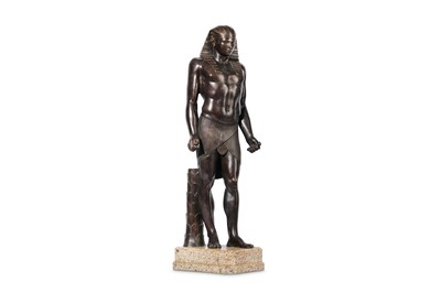 Lot 364 - A LARGE EMPIRE STYLE BRONZE FIGURE OF RAMESSES...