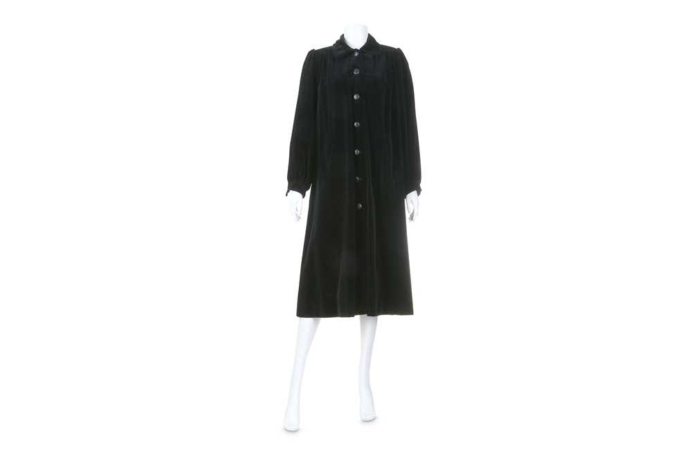 Lot 125 - Yves Saint Laurent Rive Gauche Black Velvet Coat - size 36