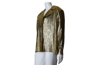 Lot 120 - Yves Saint Laurent Rive Gauche Gold Metallic Silk Shirt - Size 40