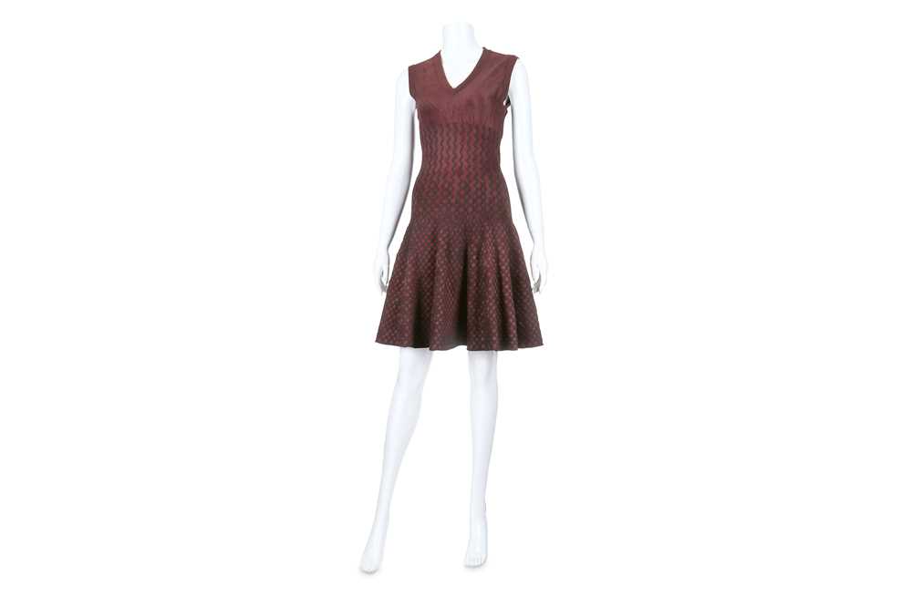 Lot 47 - Alaia Aubergine Velveteen Fit and Flare Dress - size 38