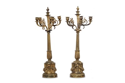 Lot 74 - A LARGE PAIR OF 19TH CENTURY AND LATER GILT...