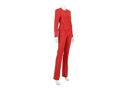 Lot 9 - Gianni Versace Couture Red Trouser Suit - Size 40