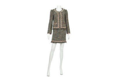 Lot 2 - Moschino Cheap and Chic Green Tweed Skirt Suit - size 38