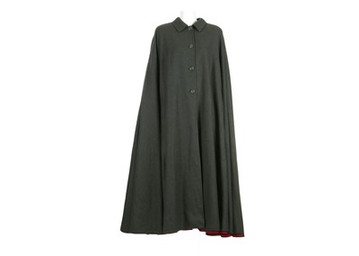 Lot 66 - Valentino Moss Green and Red Wool Cape - size 10