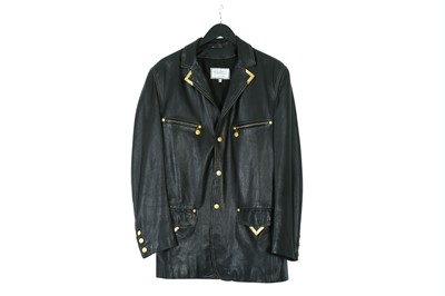 Lot 152 - Versus Versace Men's Black Leather Coat - size 36/50