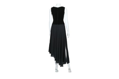 Lot 111 - Chanel Black Velvet and Chiffon Fitted Dress - size 38