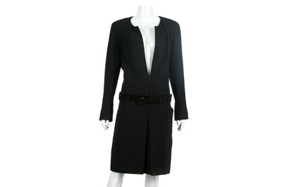 Lot 98 - Chanel Black Wool Dress Coat - size 44