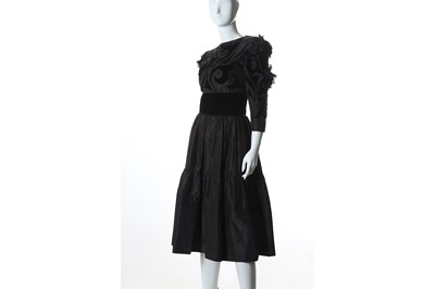 Lot 127 - Givenchy Couture Black Silk Taffeta and Velvet Cocktail Gown