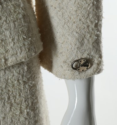 Lot 130 - Christian Dior White Boucle Coat - size 38