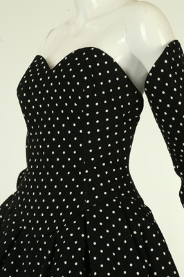 Lot 135 - Christian Lacroix Couture Monochrome Polka Dot Puffball Dress - size 42