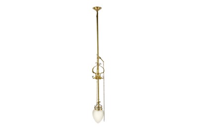 Lot 749 - An Art Nouveau brass hanging lamp, in the...