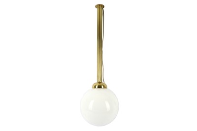 Lot 875 - A circa 1970's brass hanging light of reeded...