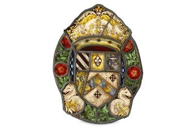Lot 77 - A 19th Century Continental heraldic stained...