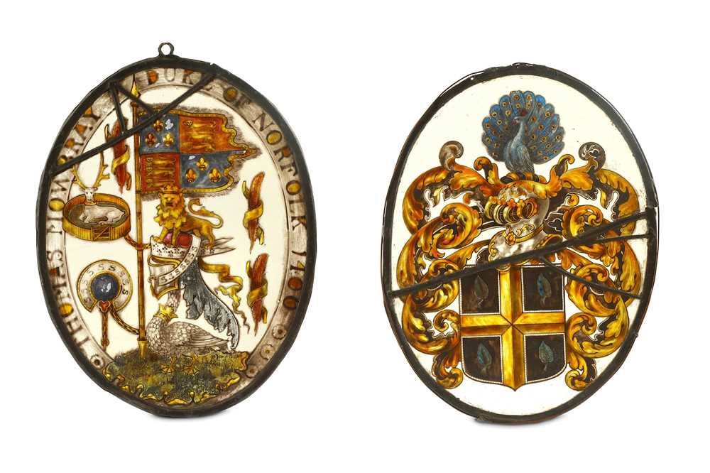 Lot 76 - An 18th to 19th century stained glass heraldic...