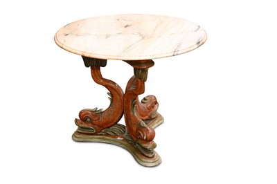 Lot 816 - A circular centre table, the pink marble top...