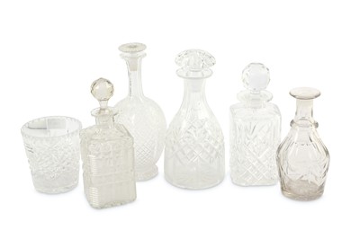 Lot 199 - A small selection of cut glass decanters and...