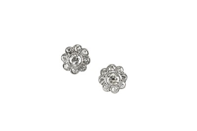 Lot 185 - A pair of diamond cluster earrings Each...