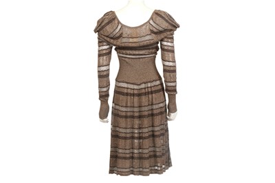 Lot 23 - Kenzo Metallic Brown Knitted Dress - size M