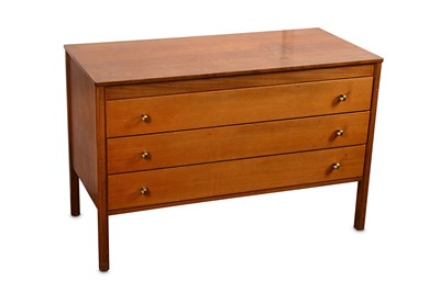 Lot 777 - A mid 20th Century teak chest of three drawers...