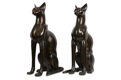 Lot 133 - A PAIR OF 20TH CENTURY BRONZE MODELS OF...