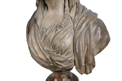 Lot 18 - AN EARLY 19TH CENTURY FRENCH TERRACOTTA BUST OF A VESTAL VIRGIN