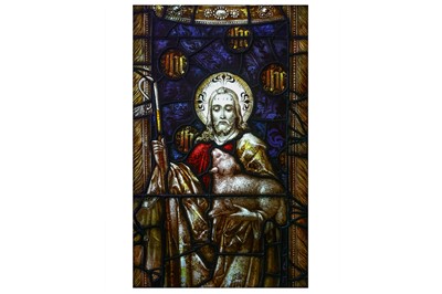 Lot 63 - A 19TH CENTURY ENGLISH STAINED GLASS PANEL...