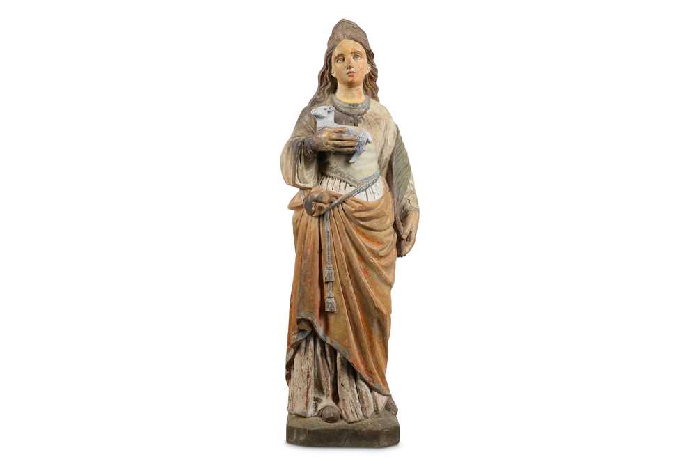 Lot 155 - A LATE 19TH CENTURY CARVED AND PAINTED WOOD...