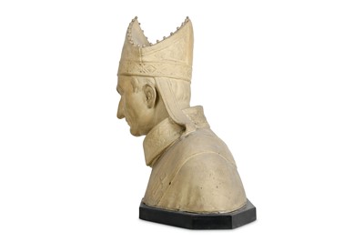 Lot 42 - A LATE 19TH CENTURY PAINTED PLASTER BUST OF A...