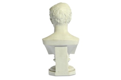 Lot 3 - AN EARLY BISQUE PORCELAIN BUST OF LORD BYRON...