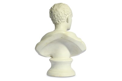 Lot 52 - A LARGE BISQUE PORCELAIN BUST OF LORD BYRON...