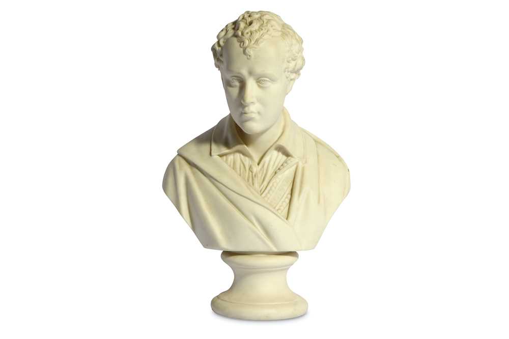 Lot 15 - A BISQUE PORCELAIN BUST OF LORD BYRON England,...