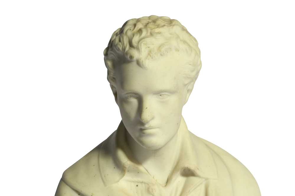 Lot 21 A WHITE BISQUE PORCELAIN BUST OF BYRON