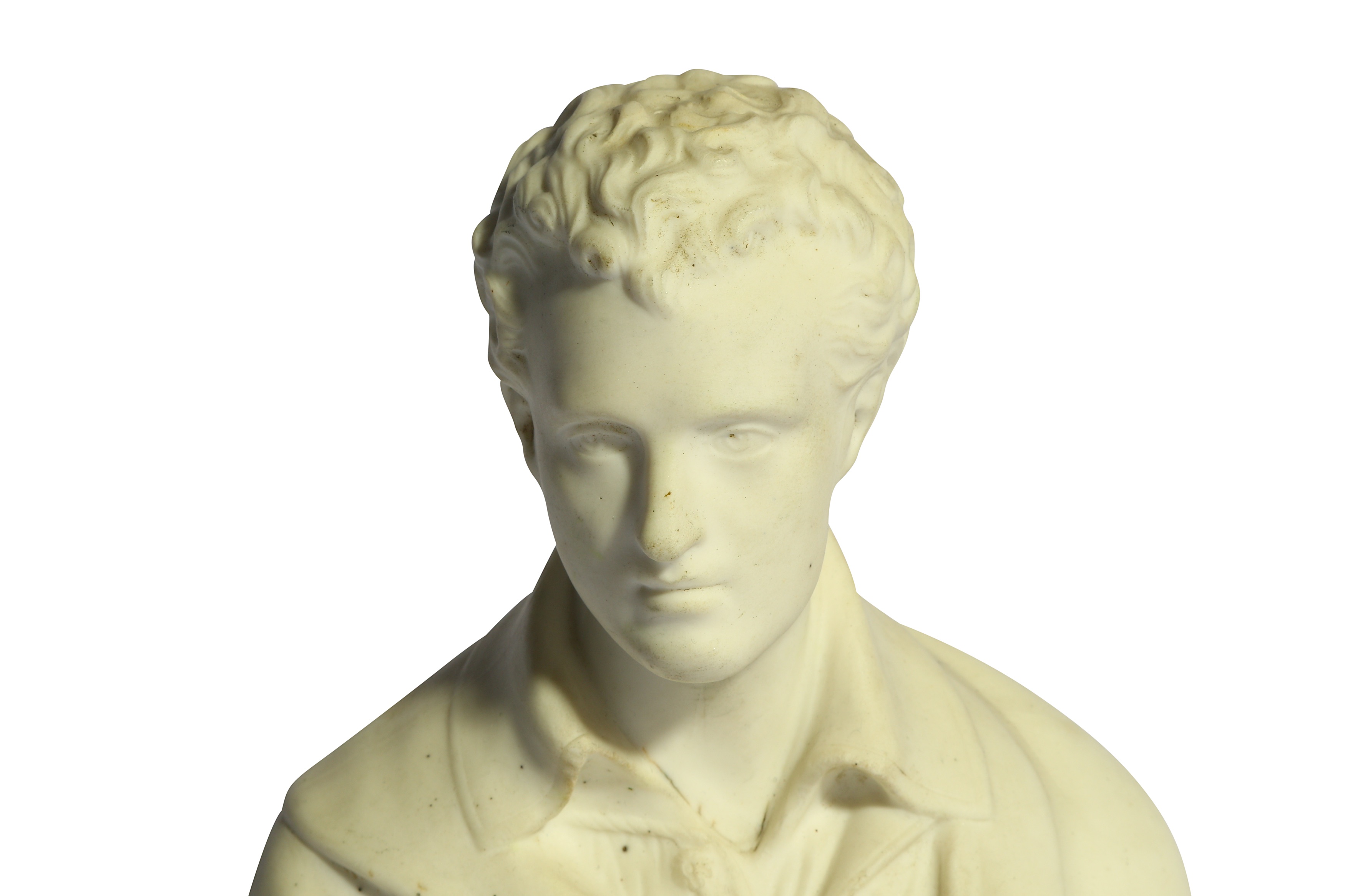 Lot 21 A WHITE BISQUE PORCELAIN BUST OF BYRON