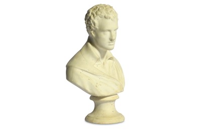Lot 21 - A WHITE BISQUE PORCELAIN BUST OF BYRON England,...