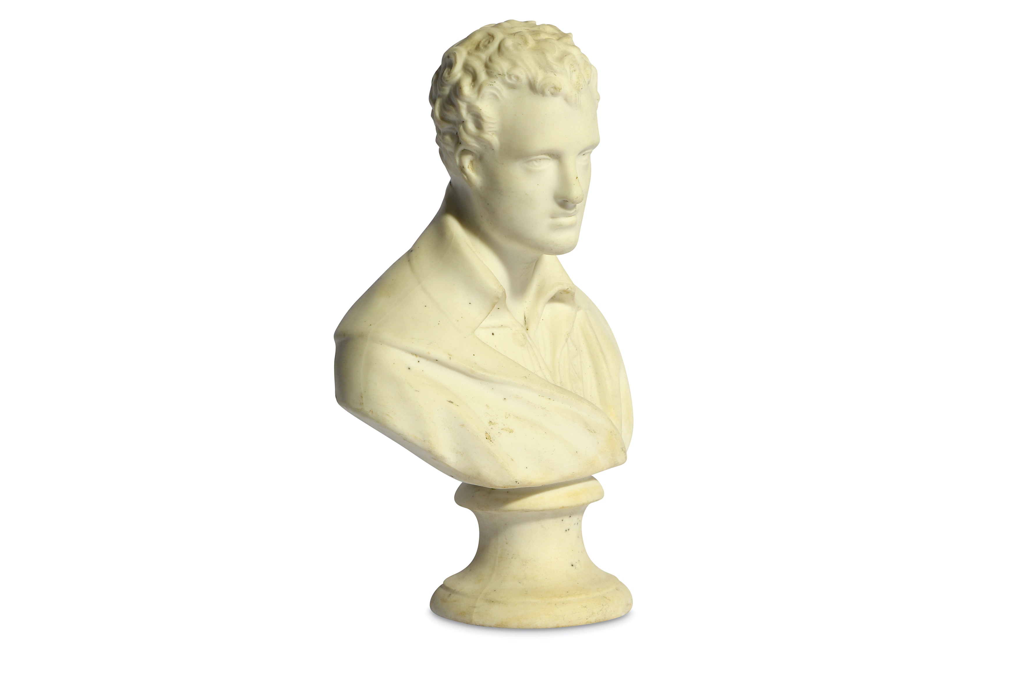 Lot 21 A WHITE BISQUE PORCELAIN BUST OF BYRON